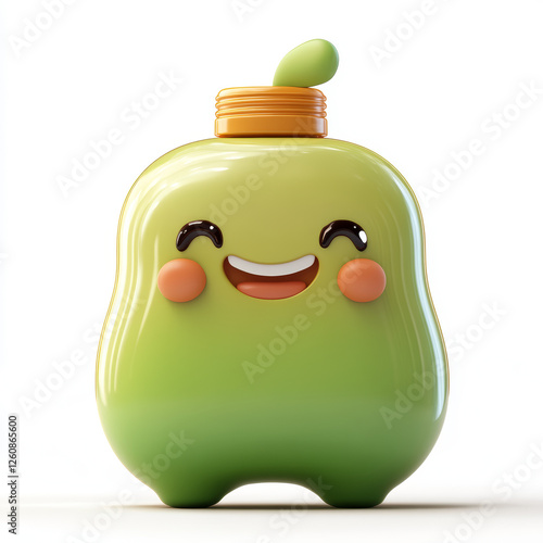 Happy Cartoon Antiseptic Character on White Background photo