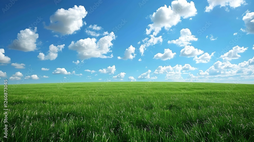 Green field and blue sky with white clouds. Nature landscape background. Green field and blue sky with white clouds. Nature landscape background.