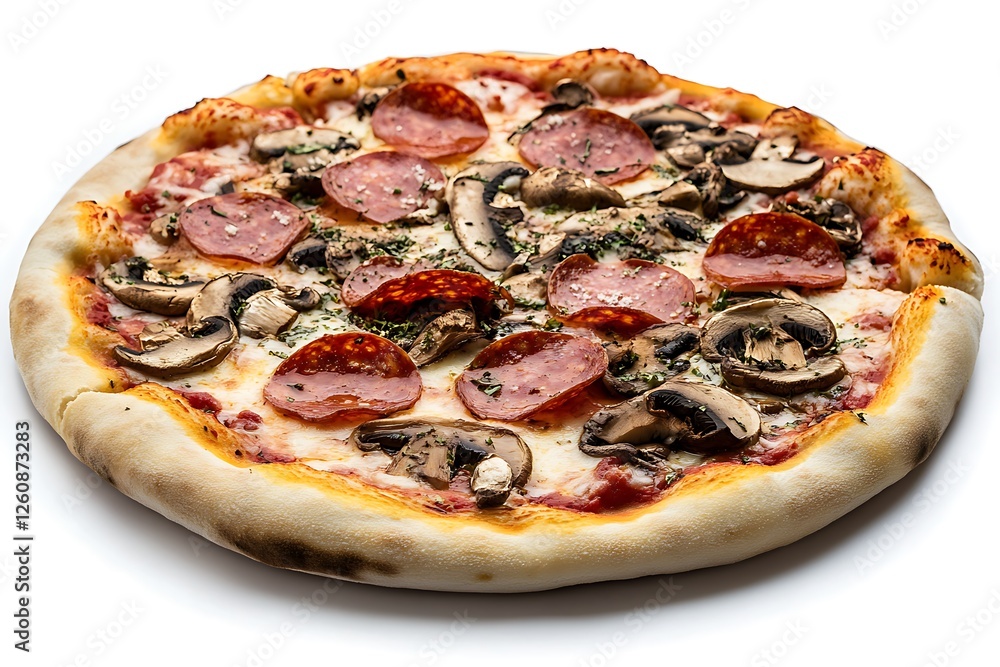 pizza with mushrooms, salami and pepperoni, tasty supreme pizza with no background clipart for graphic use pizza with mushrooms, salami and pepperoni, tasty supreme pizza with no background clipart for graphic use