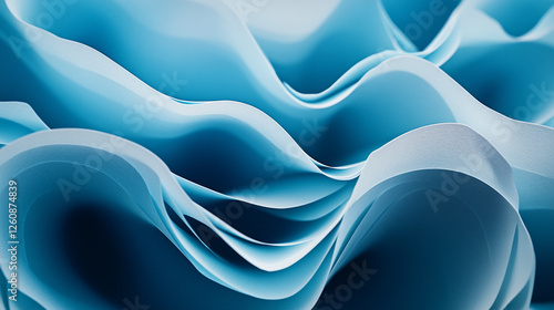 Wallpaper Mural Abstract blue paper waves create a sense of movement and depth in the composition Torontodigital.ca