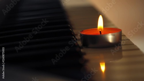Candles with piano organ musical instrument background