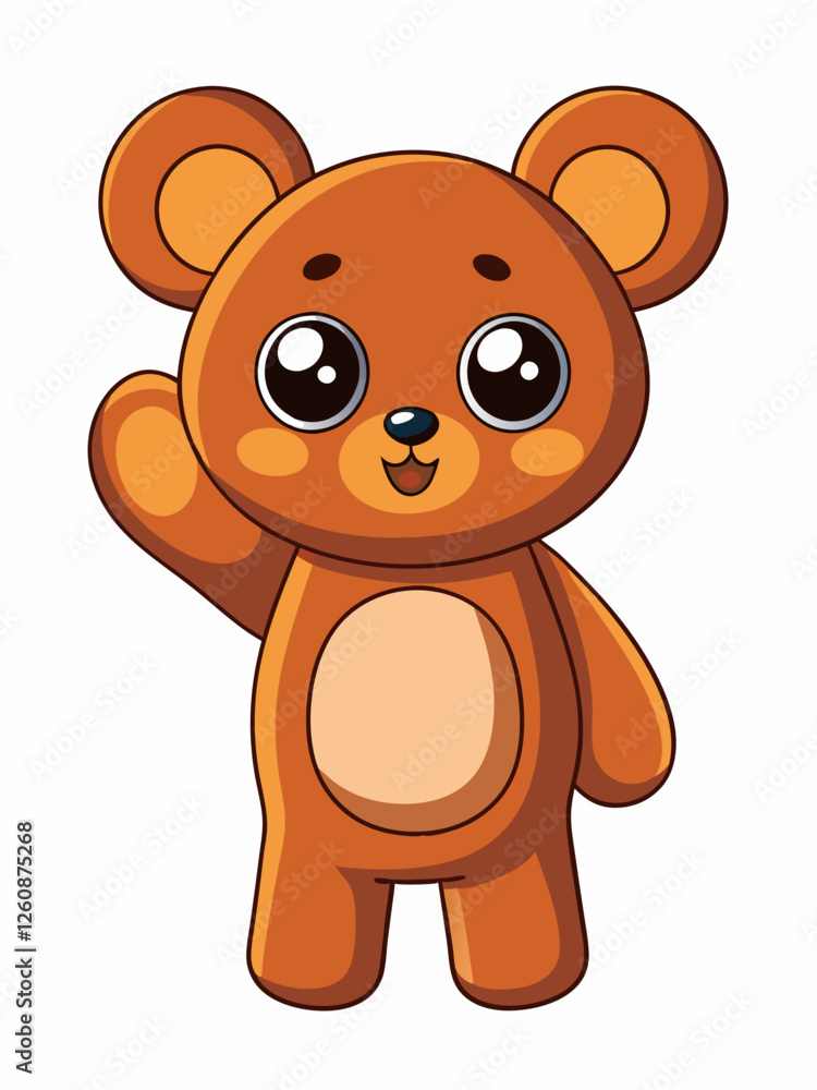 Fototapeta premium illustration of teddy bear and cute little bear standing and feeling happy