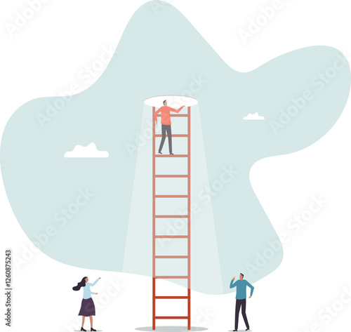 Hopefulness motivation to solve problem, challenge to overcome difficulty or courage to escape for freedom,.business concept.flat character.