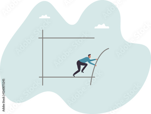 Pushing limits challenge yourself to overcome boundary, effort and strength to push over limit,business concept.flat character.