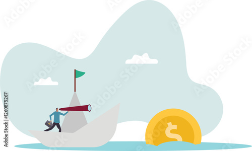 Financial planning target, vision and strategy for financial freedom or retirement saving goal .business concept.flat character.