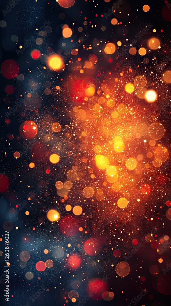 Obraz premium Colorful abstract background with shining circles in warm hues and dark tones