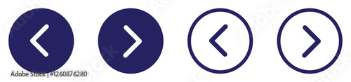 Left and right icon set collection. Circular backward and forward arrow icons. Flat design directional arrow symbols. Monochrome left and right arrow buttons. Vector illustration