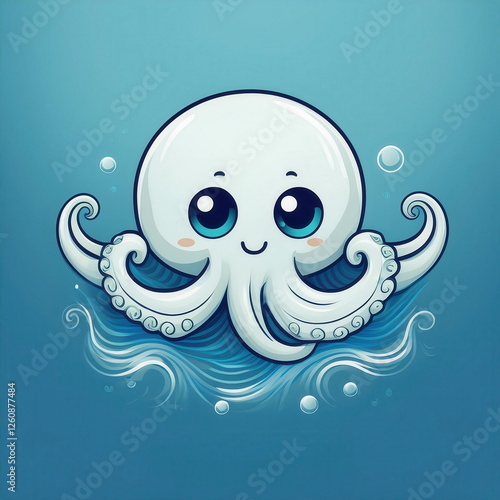 Colorful and cheerful kraken illustration capturing joy in a playful underwater setting for kids