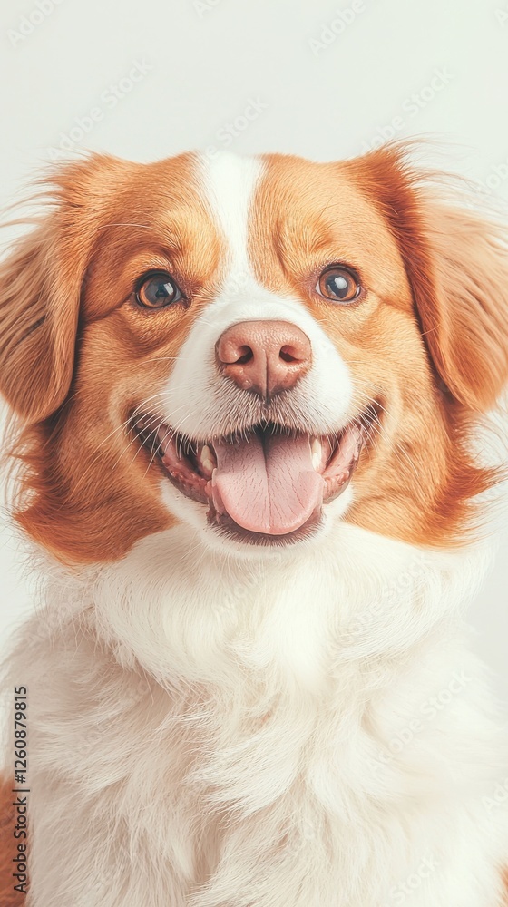 Fototapeta premium Playful dog portrait indoor studio animal bright atmosphere close-up view joyful expression