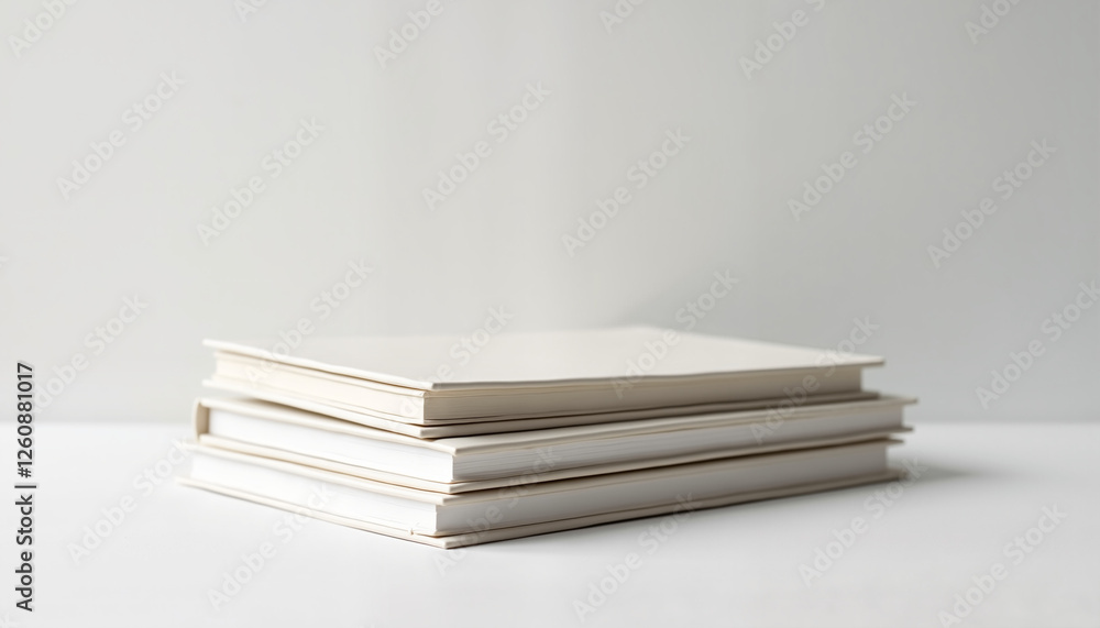 Stacked blank books on a minimalist background Stacked blank books on a minimalist background