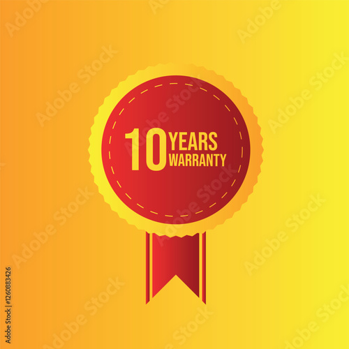 Ten Years Warranty Limited Warranty Badge Collection with yellow background color