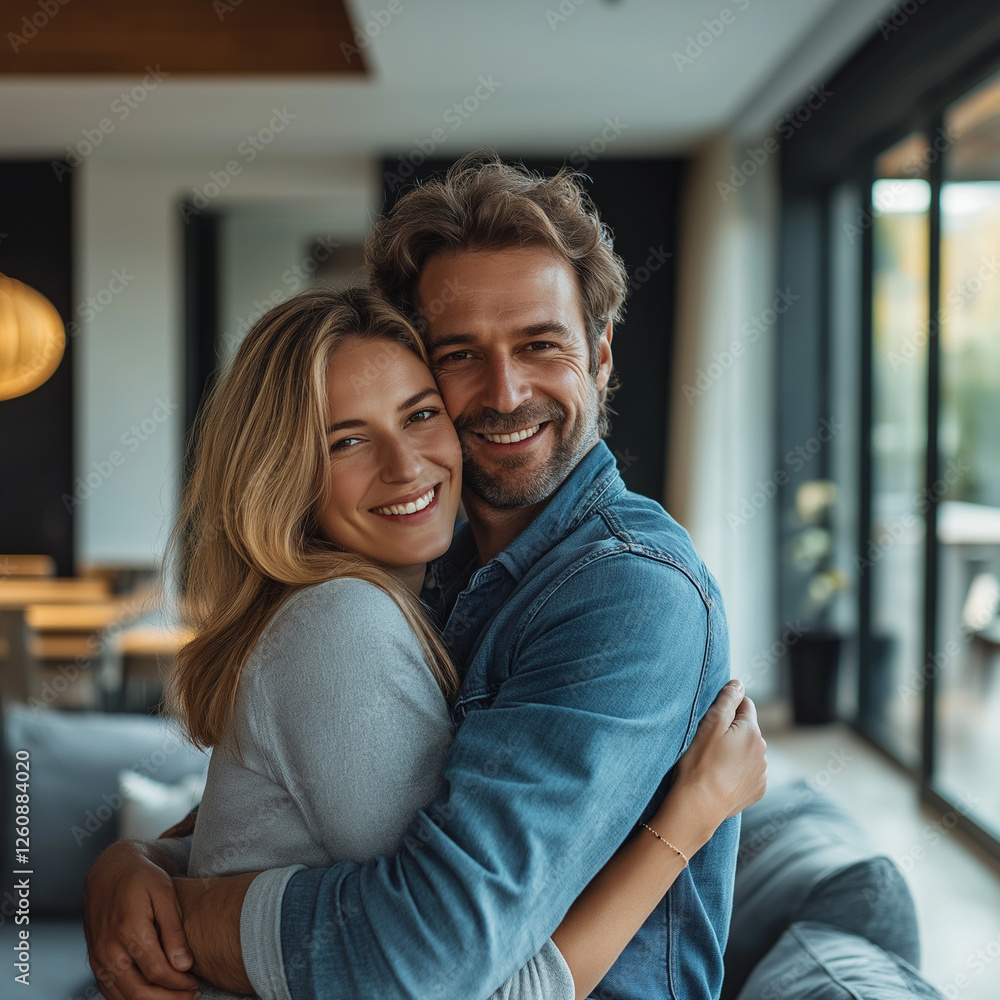 portrait of happy couple in modern home portrait of happy couple in modern home