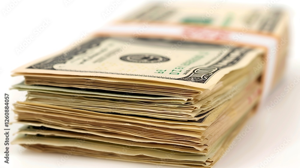 Pile of one hundred dollar bills isolated on a white background. Pile of one hundred dollar bills isolated on a white background.