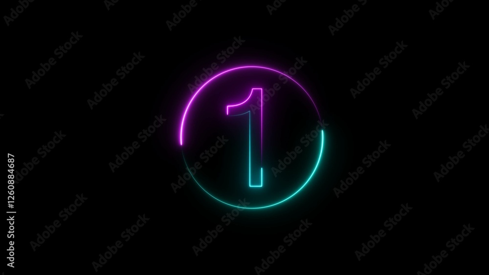 A circular illustration, and glowing neon 1 number illustration . on a black background.and creating a illustration stunning . A circular illustration, and glowing neon 1 number illustration . on a black background.and creating a illustration stunning .