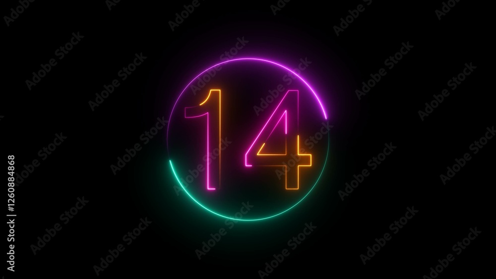 A circular illustration, and glowing neon 14 number illustration . on a black background.and creating a illustration stunning .
A circular illustration, and glowing neon 14 number illustration . on a black background.and creating a illustration stunning .