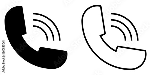 Call Icon, Telephone Reciever Sign Symbol Vector Illustration with Editable Strokes