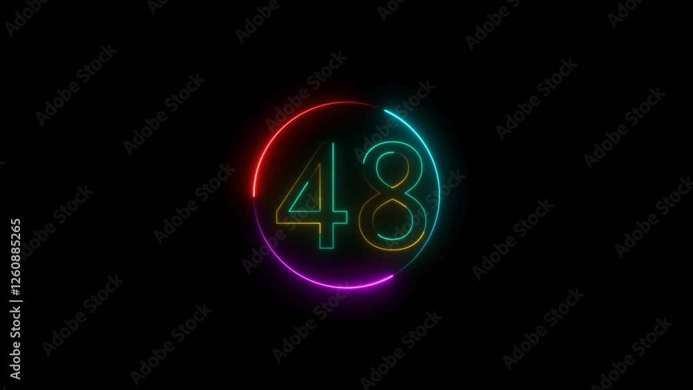 A circular illustration, and glowing neon 48 number illustration . on a black background.and creating a illustration stunning .
A circular illustration, and glowing neon 48 number illustration . on a black background.and creating a illustration stunning .