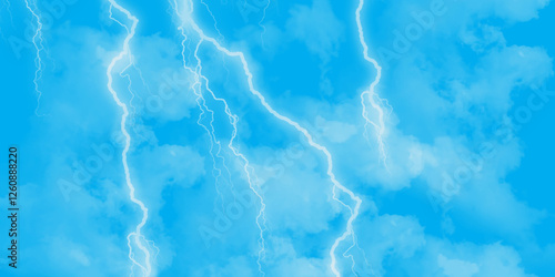 Blue lightning strike during an electrical storm. Lightning on the sky with stormy clouds. Cloudy, with a no-nonsense blue Rabbitohs. Thunderstorm and blue cloudy sky. Changing conditions. 
