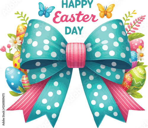 vector illustration of happy easter day bow 