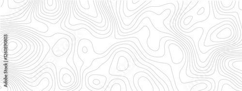 Detailed Sea Map with Geometric Lines and Topography, Featuring a Mounted Grid Pattern to Depict Area Space and Landscape Topos
