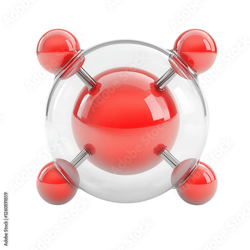 Obraz na płótnie Molecular structure of a red atom model science lab transparent background close-up view educational concept w salonie