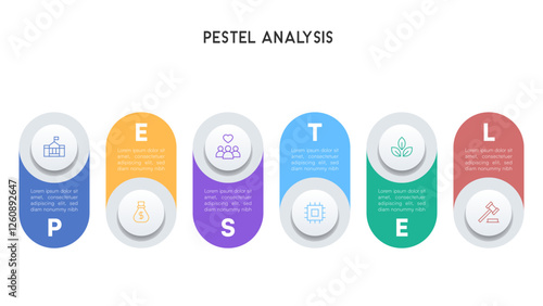 PESTEL Analysis Infographic with Vertical Oval Shapes and Gradient Colors