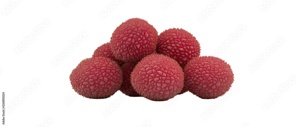 Fresh lychee fruits stacked, showcasing their unique texture and vibrant color. transparent background Fresh lychee fruits stacked, showcasing their unique texture and vibrant color. transparent background