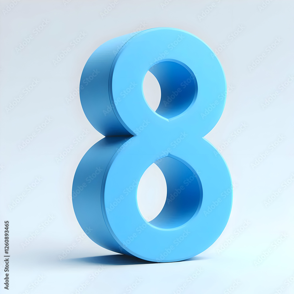 3d simple blue number 8 isolated white background 3d simple blue number 8 isolated white background