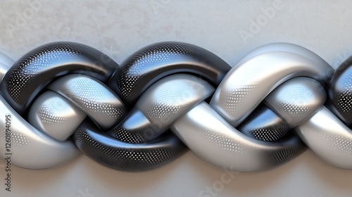 Interwoven metallic braid design in black and silver