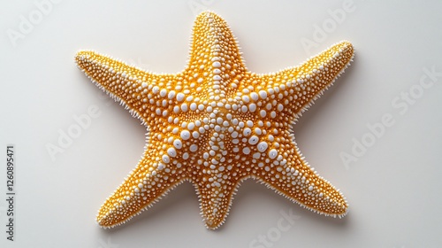 Orange starfish, ocean animal, white background, coastal, nature photo