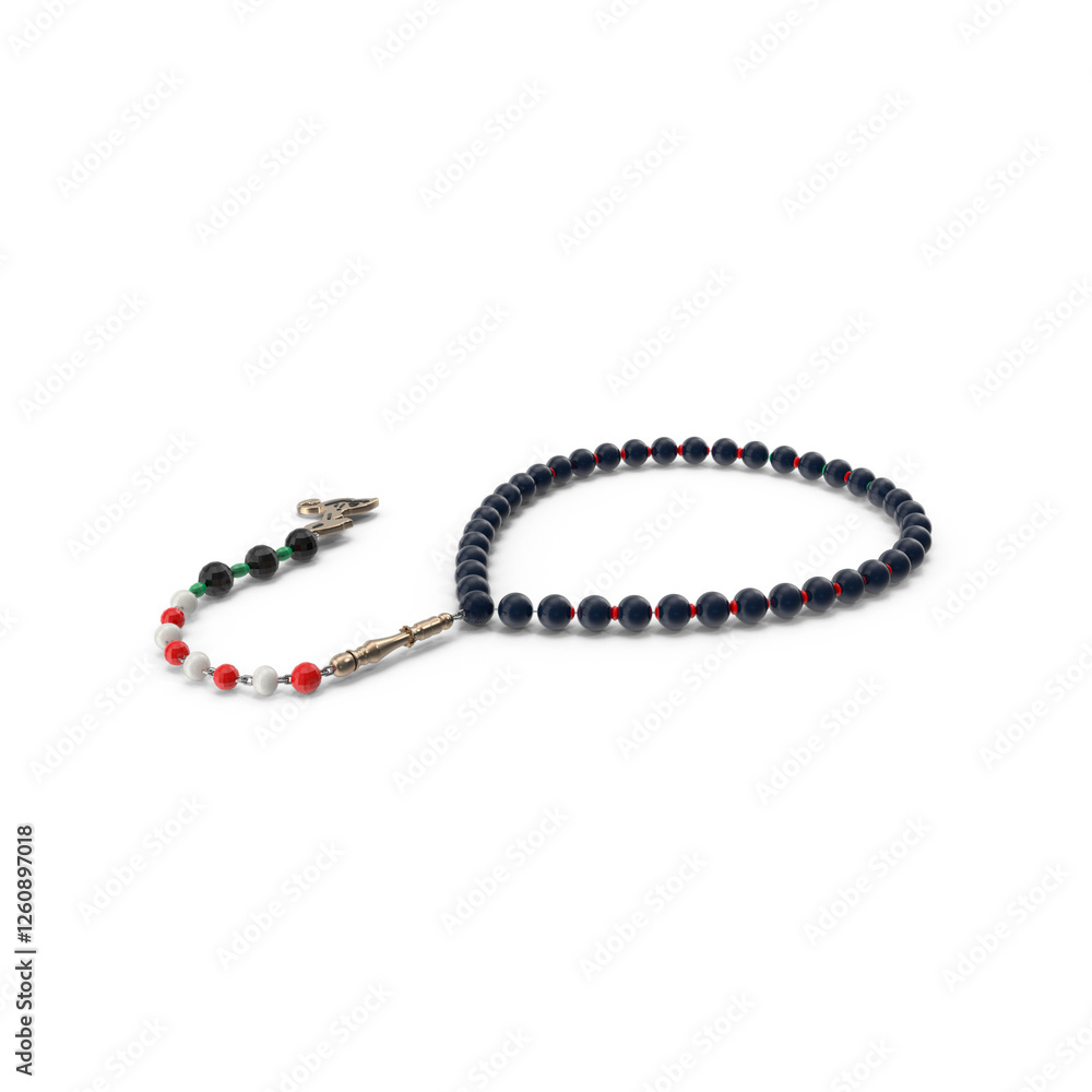 Religious beads isolated for prying, Agate stone prayer beads tasbih on a white background, Prayer beads in the shape of a crescent for Ramadan, Islam necklace beads, and rosary icon Religious beads isolated for prying, Agate stone prayer beads tasbih on a white background, Prayer beads in the shape of a crescent for Ramadan, Islam necklace beads, and rosary icon