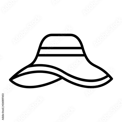 Sun hat Outline Style Icon Design