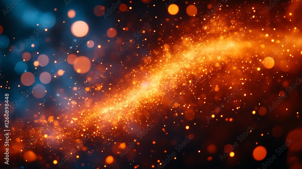 Fototapeta premium Abstract Orange and Blue Glowing Particle Swirl