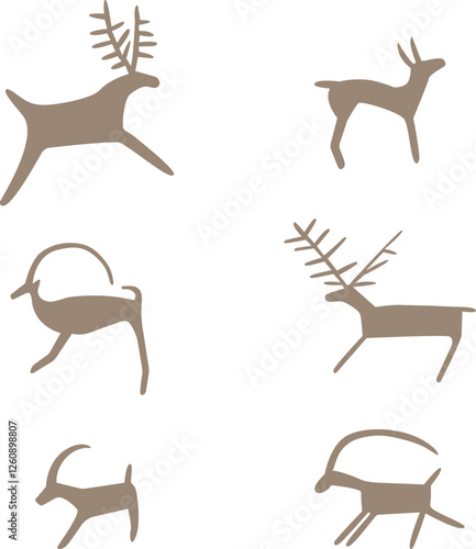 Animal rock paintings vector illustration