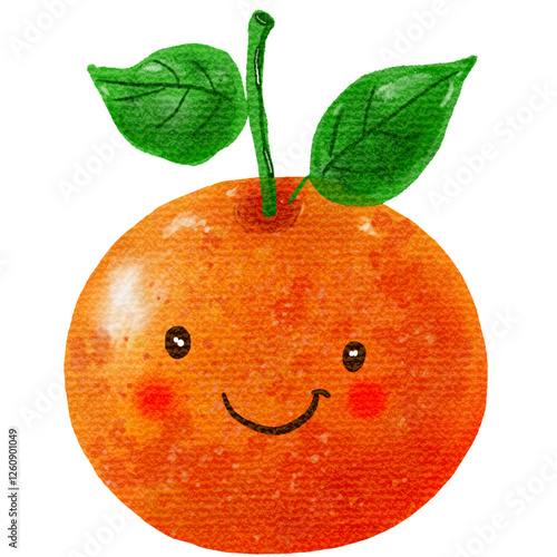 Orange illustration with cute face 