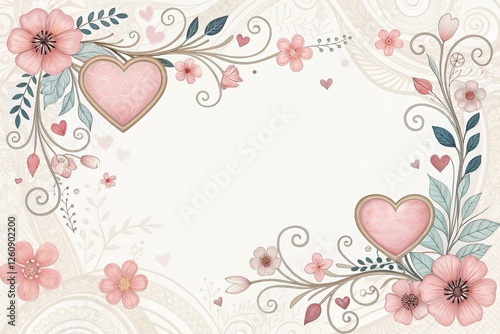 Happy valentine's day text vector design. Frame Valentine's day with love background greeting card with red ribbon in heart shape decoration