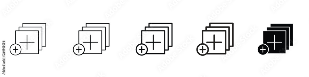 Obraz premium set of 5 pixel perfect Add Apps icon with 1 unexpanded, 1 silhouette, An add apps icon represents installing, expanding or managing applications