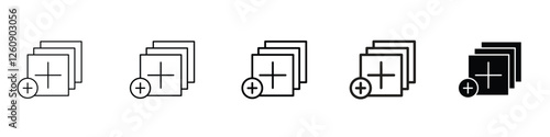 set of 5 pixel perfect Add Apps icon with 1 unexpanded, 1 silhouette, An add apps icon represents installing, expanding or managing applications