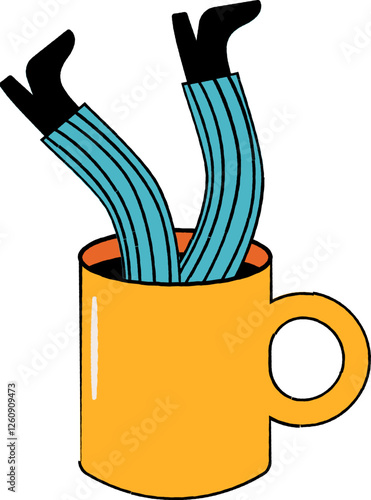 Diving into coffee concept cartoon