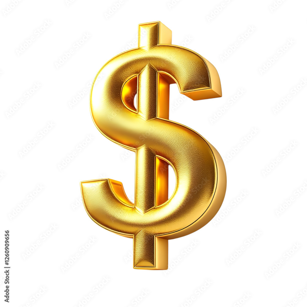 Obraz premium Golden Dollar Sign Symbol 3D Render High Resolution Shiny Luxury Wealth Finance Currency Icon Graphic Design Element