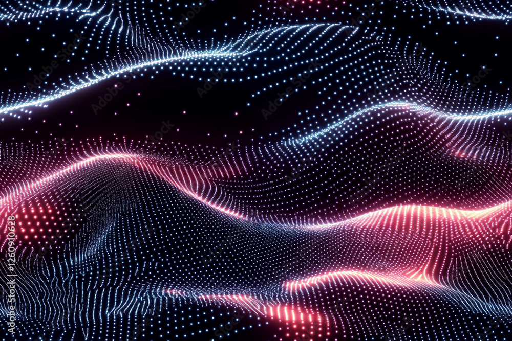 Neon abstract pattern with bright lines and dots on black background for futuristic design, textures, patterns Neon abstract pattern with bright lines and dots on black background for futuristic design, textures, patterns