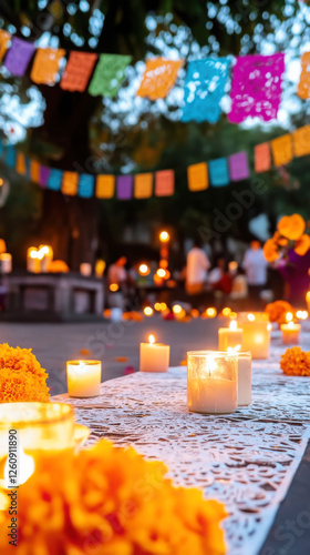 Wallpaper Mural Celebrating mexican tradition with candlelit altars and marigold decor Torontodigital.ca