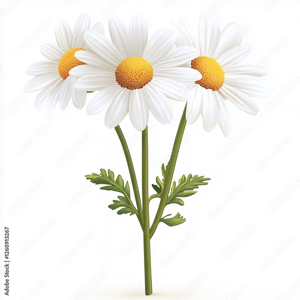 Fototapeta premium Bunch Of White Daisies On White Background