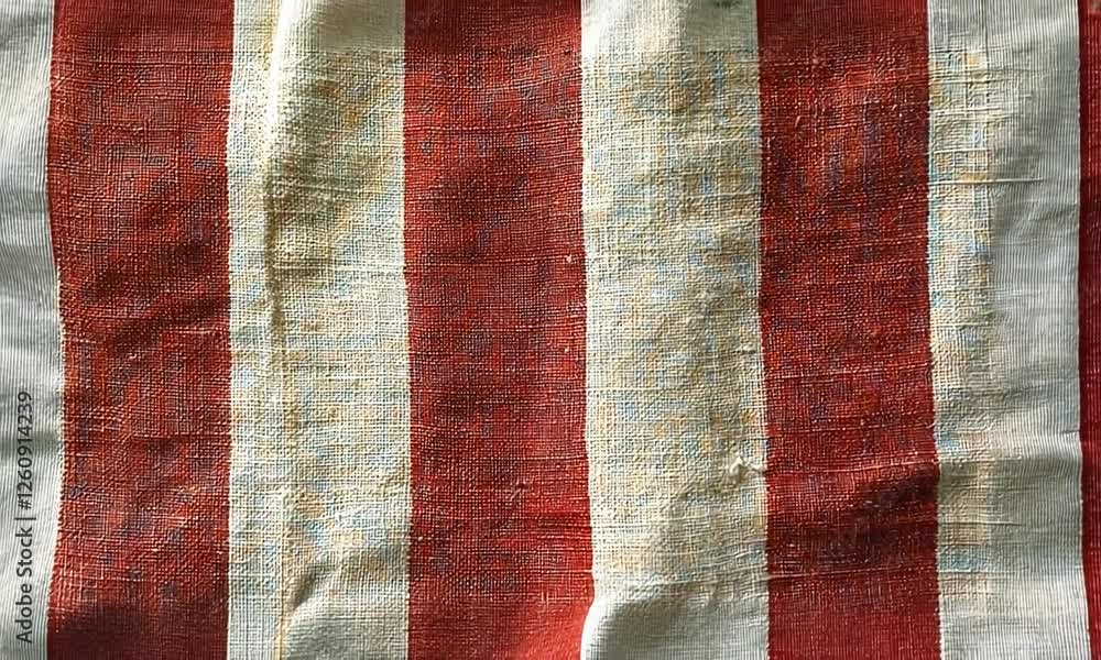 close-up of striped fabric from dutch market vendor attire video