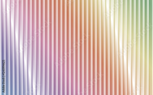 Colorful abstract gradient background with trendy ribbed glass effect. Rainbow acrylic reeded fluted panel. Vector illustration