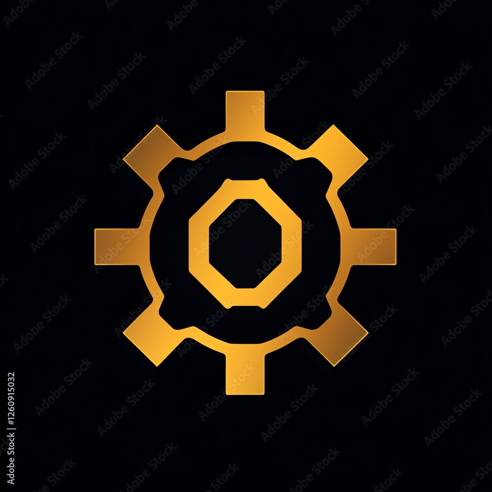 A sleek, modern gear design in golden tones against a black background, representing innovation, mechanics, and the essence of technology for various applications and industries. A sleek, modern gear design in golden tones against a black background, representing innovation, mechanics, and the essence of technology for various applications and industries.