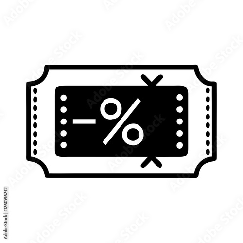 Discount icon featuring minus percentage symbol on a ticket for promotional offers
