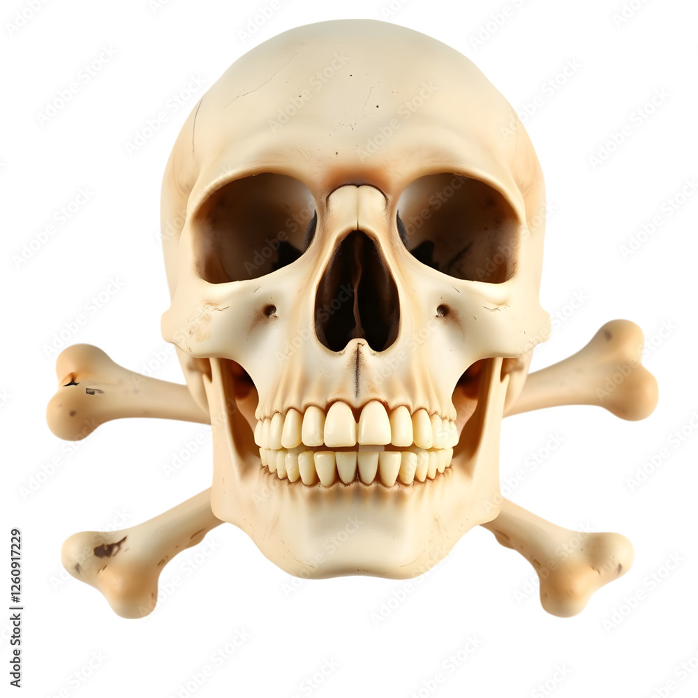 Obraz premium Realistic Human Skull with Crossbones