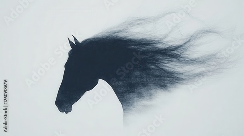 Silhouette of galloping horse with flowing mane