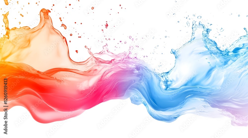 Fototapeta premium Vibrant and Dynamic Abstract Fluid Art Burst with Mesmerizing Color Splashes and Flowing Movements Colorful paint like liquids collide and swirl